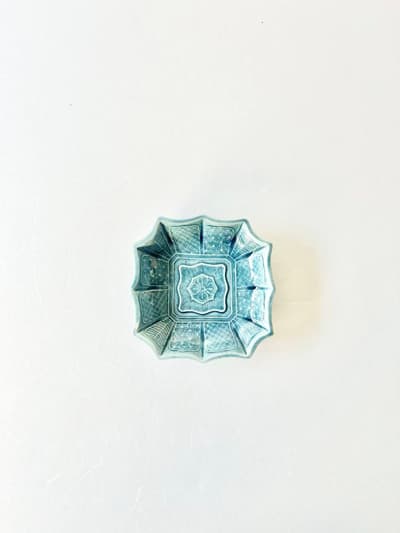 【和骨董】珉平焼　豆皿 青　淡路焼  画像1
