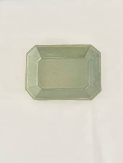 【美品】角田淳　青磁角皿　中 画像1