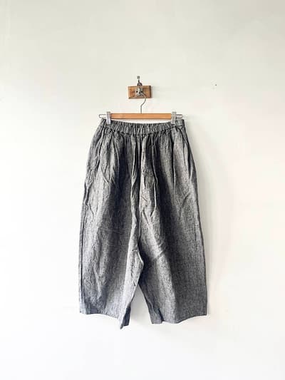 【美品】yuni　サルエルリネンパンツ　チャコールグレー　フリーサイズ 画像1