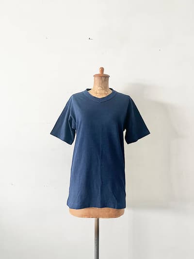 【美品】45R　藍染コットンTシャツ　サイズ3 画像1