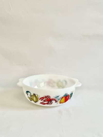 【英ヴィンテージ】JAJ Pyrex　ミルクガラスボウル　21cm　ロブスター 画像1