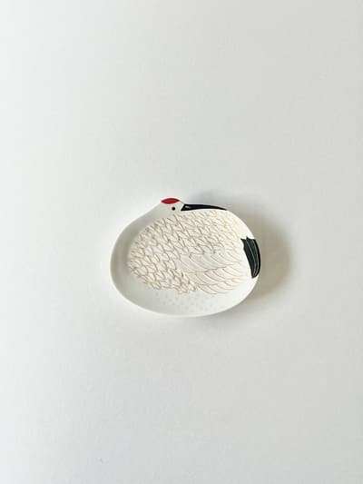 【美品】有田焼　幸楽窯　鶴形　小皿　雪衣羽　 画像1