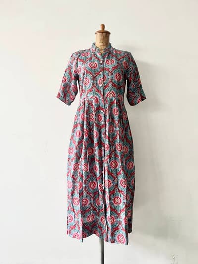 shuddhi　総柄シャツワンピース　花柄　インド製　サイズS 画像1