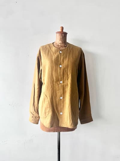 【美品】A HOPE HEMP 　ヘンプフランネルクルーネックシャツ MUSTARD  画像1