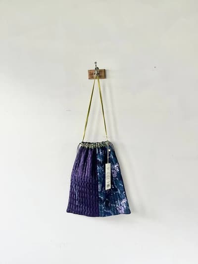 【未使用】ne Quittez pas パッチワークキルティングトート　NAVY 画像1