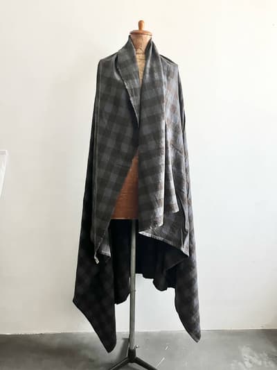 Veritecoeur　大判チェックストール　ブルーグレー 画像1