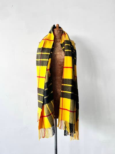 【美品】Johnstons of Elgin　カシミヤストール　黃チェック MacLeod of Lewis Yellow Tartan 画像1