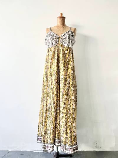 【美品】ANOKHI　ブロックプリントキャミワンピース　サイズM　インド製 画像1