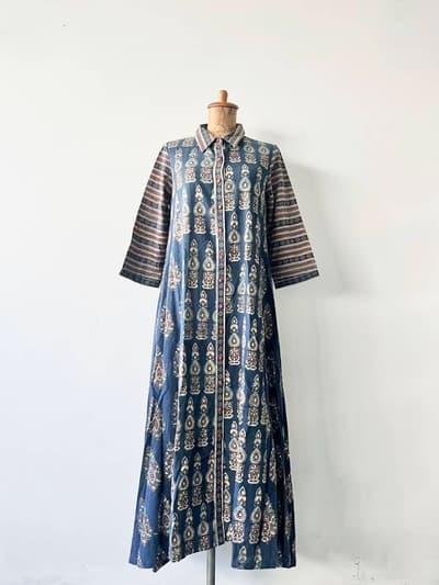 【美品】SWADESH　ペイズリー柄コットンワンピース　インド製　サイズS 画像1