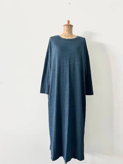 【美品】45R　藍染　コットンワンピース　サイズ０　フリーサイズ 画像1