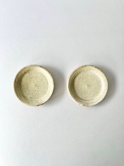 【美品】佐藤敬 　黄粉引 　リム皿4寸 2枚セット 画像1