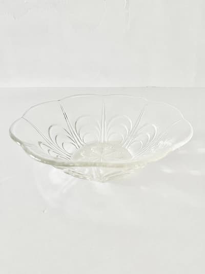 【ヴィンテージ】ガラス深皿　ボウル　花柄　 画像1