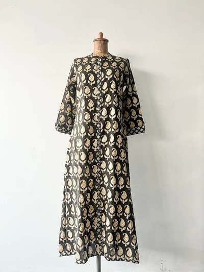 【美品】SWADESH　ハンドブロック　プリントワンピース　クルタ 画像1