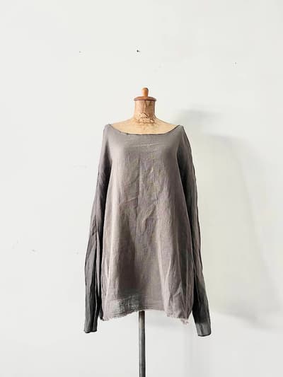 CITY SHOP　コットンリネンカットソー　チャコールグレー　フリーサイズ　ユニセックス 画像1