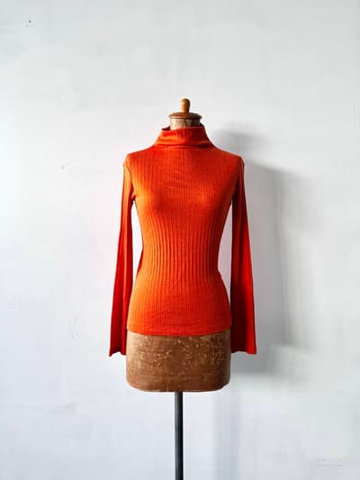 JIL SANDER　ウールシルク　タートルニット　オレンジ　サイズM 画像1