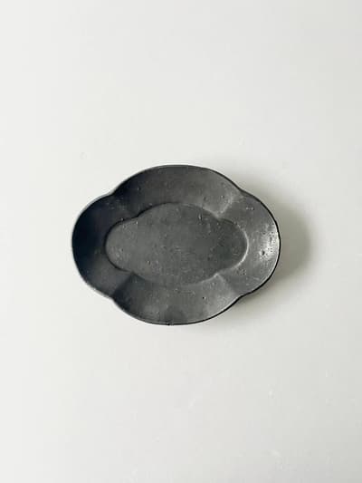 【美品】加藤祥孝　5.5寸木瓜皿　鉄釉 画像1
