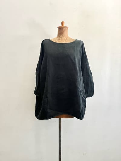 Veritecoeur　プレーンチュニック　リネンカットソー　ネイビーブラック　フリーサイズ 画像1