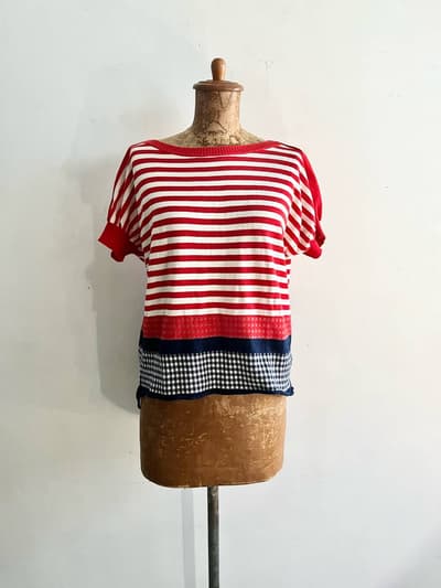 tricot COMME des GARCONS　ドルマンスリーブトップス　ボーダー・チェック 画像1