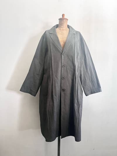 【未使用】ICHI Antiquites　Cotton Linen Tuck Coat 　 Vintage CHARCOAL 画像1