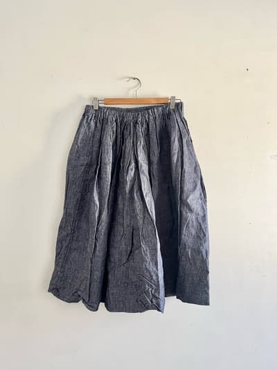 【美品】Veritecoeur　リネンシャンブレーギャザースカート　サイズF　vc1008 画像1