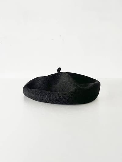 【美品】中川政七商店　麻ニットのベレー帽　ブラック 画像1