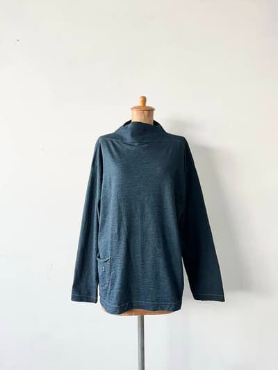 【美品】45R　天竺908馬モック　長袖カットソー　インディゴ濃 画像1