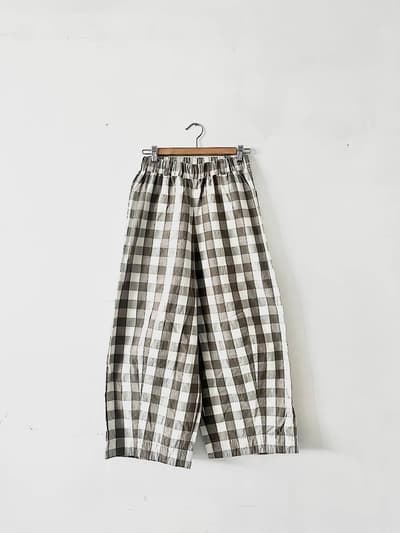 【美品】miho umezawa weather gingham cocoon wide pants サイズＳ 画像1