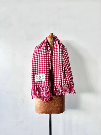 【美品】R&D.M.Co- OLDMAN'S TAILOR　ブランケット　白赤色 画像1