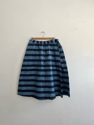 【美品】DEEPBLUE　シャンブレーラップロングキュロットパンツ　サイズF　コットン 画像1