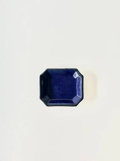 【美品】寺村光輔　瑠璃釉八角小皿 画像1