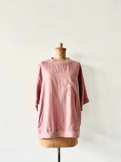 RINEN　リネンポケットブラウス　麻　ピンク 画像1