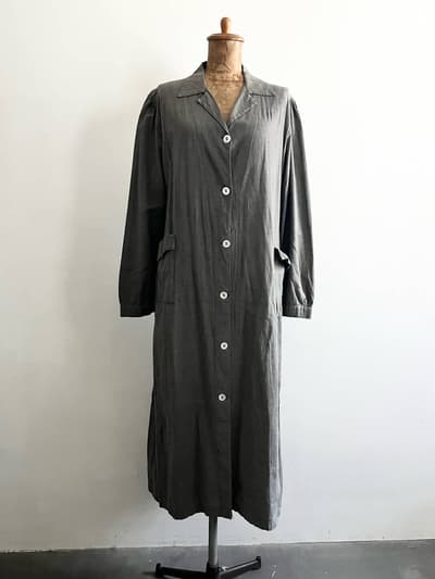【仏ヴィンテージ】　アンティーク　ロングシャツコート　グレー 画像1