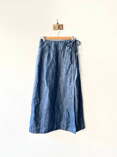 【美品】bulle de savon 　シャンブレーラップスカート　フリーサイズ 画像1