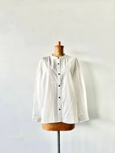 【未使用】KELEN　コットン タックデザイン ブラウス シャツ　白 画像1