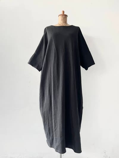 ichi　スウェットワンピース　黒　コットン 画像1