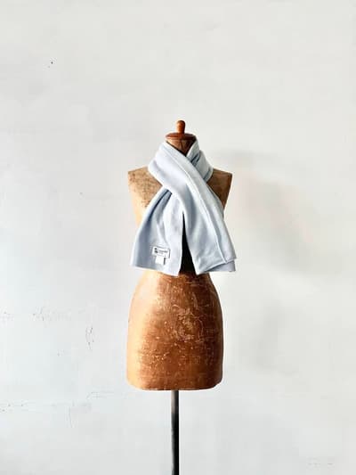 Johnstons of Elgin  カシミヤ ニット  ミニ マフラー　スカーフ　ライトブルー 画像1