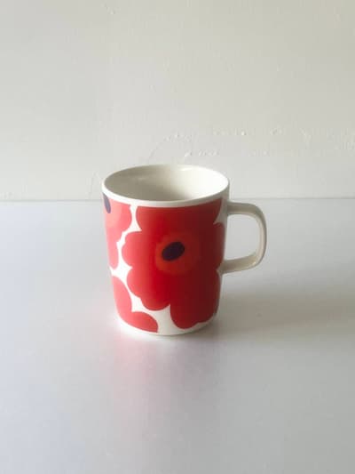【北欧】marimekko　UNIKKO　マグカップ　ホワイト　レッド 画像1