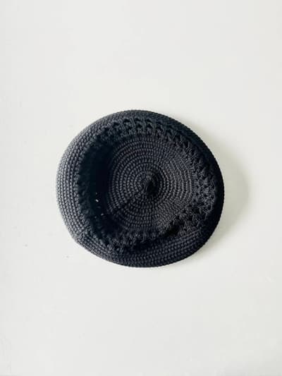 【未使用】OVERRIDE　ニットベレー帽　KUFI KNIT BERET OGN COTTON 黒　　 画像1