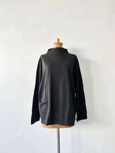 【美品】45R　度詰天竺　908馬モック　長袖カットソー　黒　サイズ２ 画像1