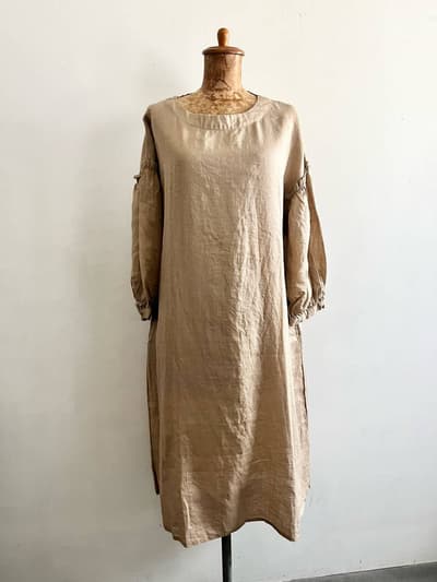 【美品】quatre saisons　シャンブレーリネンワンピース　サイズ３８ 画像1