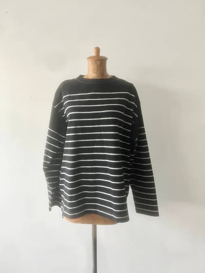 【未使用】45R　バスク縞の908Tシャツ インディゴ 濃 サイズ3 画像1