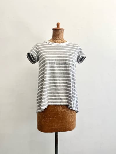 sacai luck　ボーダー切替カットソー　グレー・ホワイト 画像1