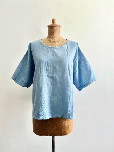 ヂェン先生の日常着　半袖Tシャツ　ショート　ブルー 画像1