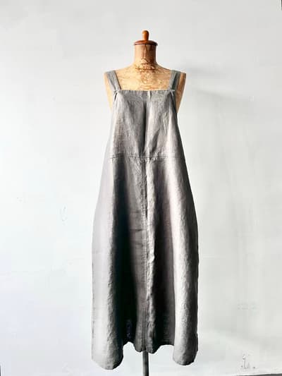 【美品】fog linen works　ペイジ　ジャンバースカート アシエ(グレー） 画像1