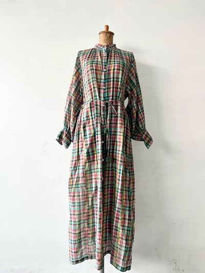【美品】ne Quittez pas　コットンガーゼチェックワンピース　サイズM 画像1