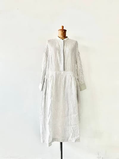 Atelier Naruse　linen shirt one piece stripe   リネンシャツワンピース　フリーサイズ 画像1