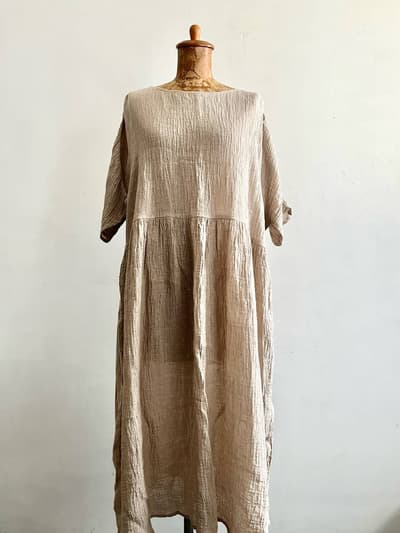 【美品】mizuiro ind　リネンワンピース　ベージュ 画像1