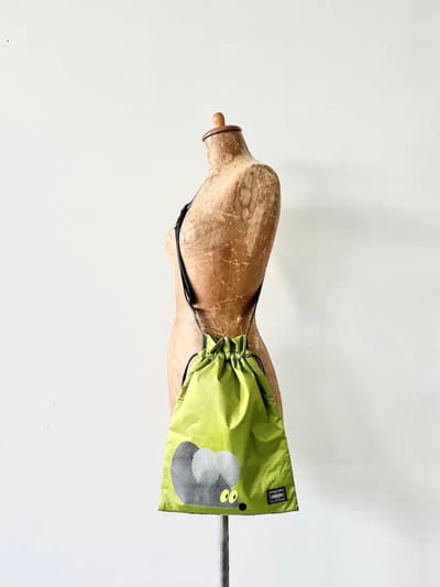 【美品】POTER・B印　別注 RAT  巾着 バッグ　グリーン 画像1