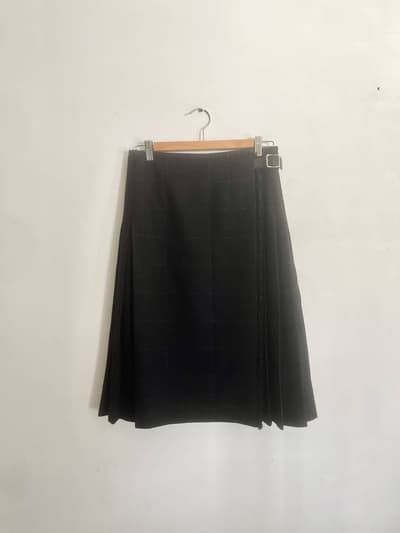MHL　ウール巻きスカート　サイズ１　チェック　黒 画像1