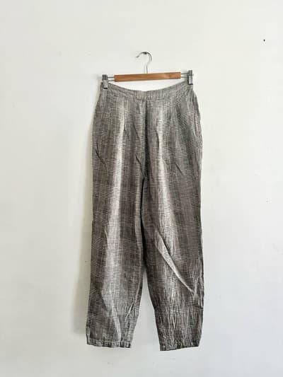 【美品】so　リネンパンツ　グレンチェック柄　サイズF 画像1